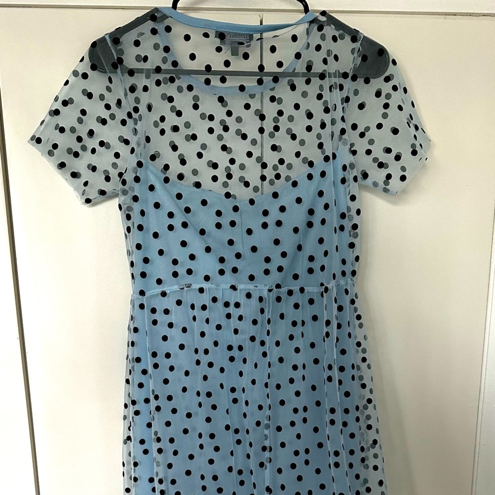 Wednesday’s day Girl midi dress smock dress in spot print. In good condition